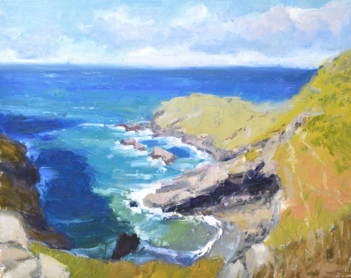 Impressionistic Landscape Oil Painting By Kristina Sellers, 14 X 11", Celtic Shores, Original Artwork