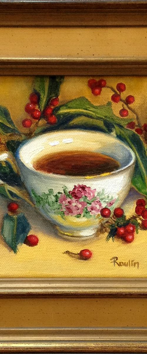 China Teacup and Holy Berries by Tatiana Roulin
