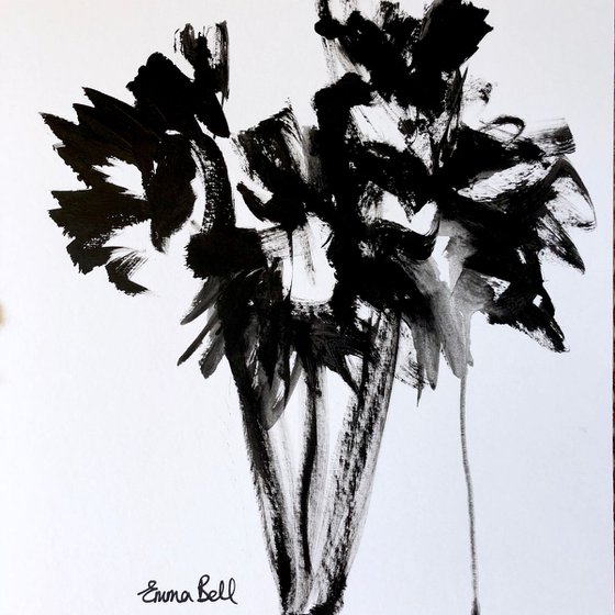 Black Sunflowers acrylic on paper