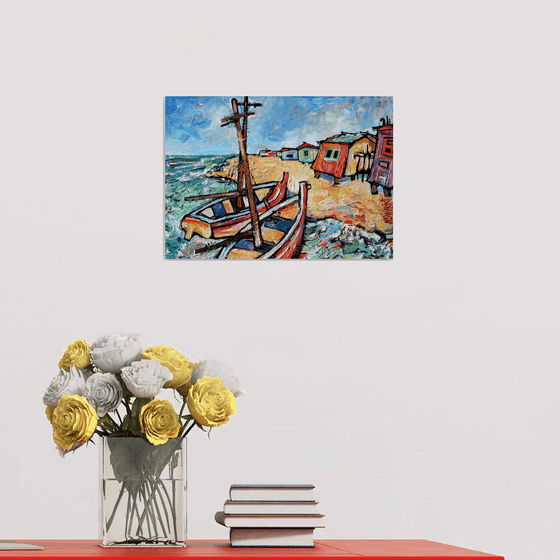 Fishing boats and home.