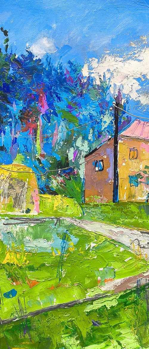 Pink Roof, Green Fields by Meliq Khazaryan