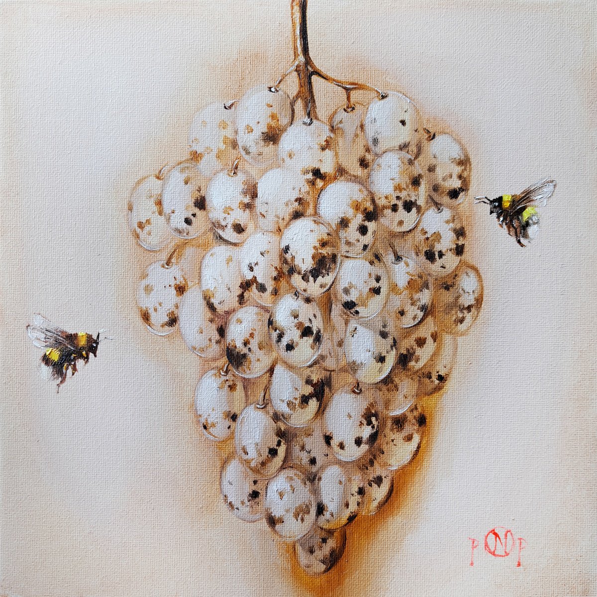 Surrealistic Botanical Oil Painting By Nataly Derevyanko, 8 X 8", Cluster Of Origins, Original Artwork