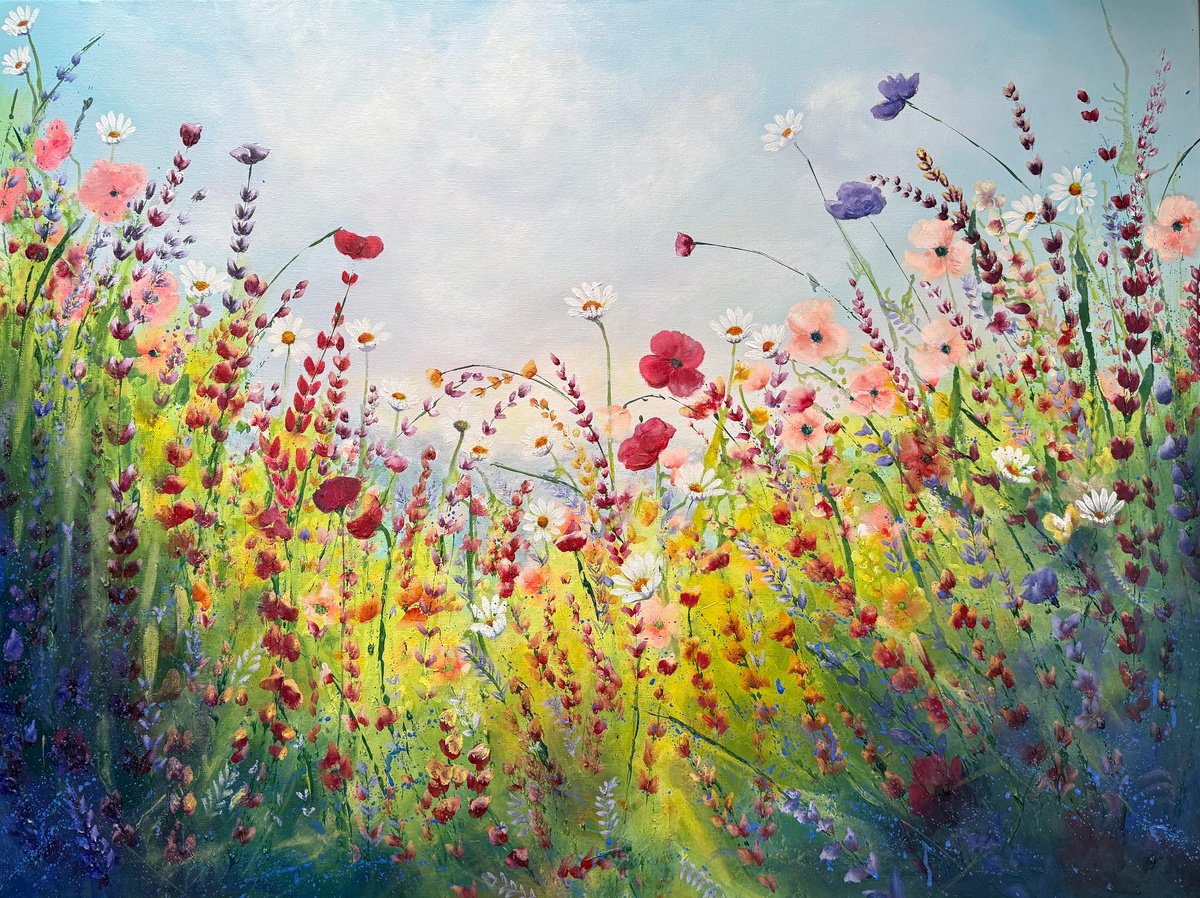 Expressive Botanical Acrylic Painting By Emma Sian Pritchard, 40 X 30, Flourish, Original Artwork