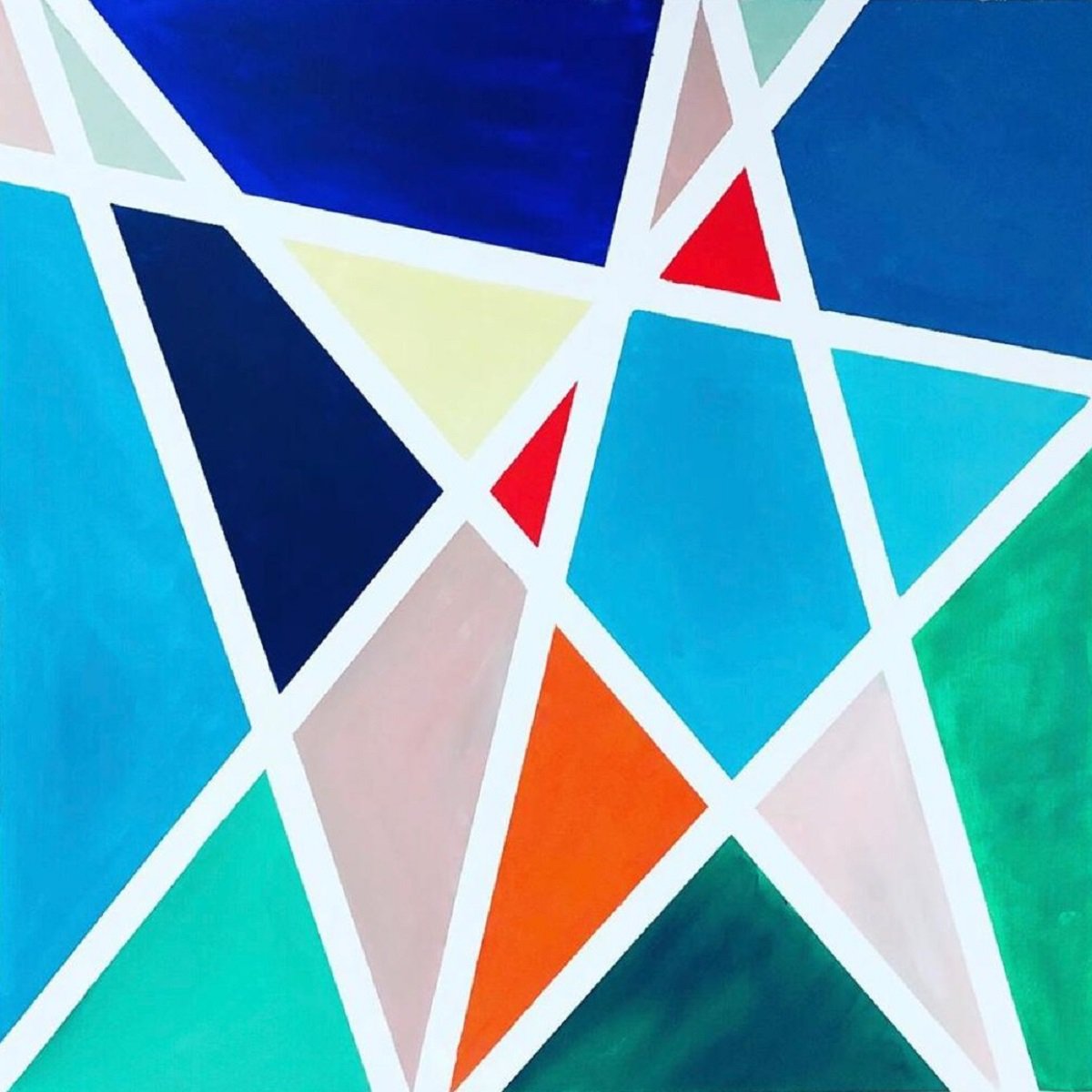 Geometric Abstract Acrylic Painting By Shabs Beigh, 36 X 36", Kites 6, Original Artwork