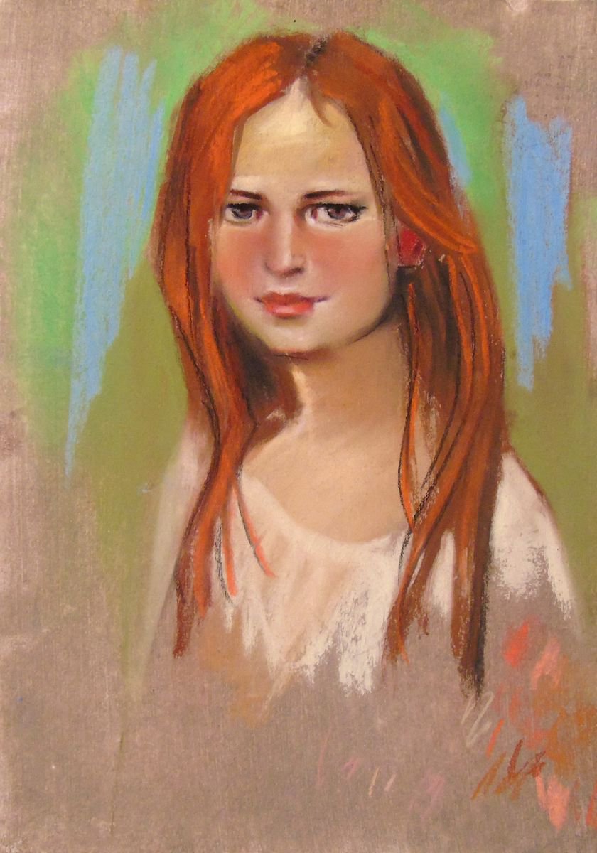 Photorealistic Portrait Pastel Drawing By Yuri Zelonuy, 12 X 16", Stranger 14, Original Artwork