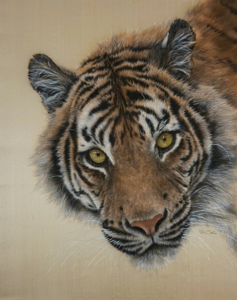 Photorealistic Animal Acrylic Painting By Olga Belova, 20 X 26", - Sentinel - ?, Original Artwork