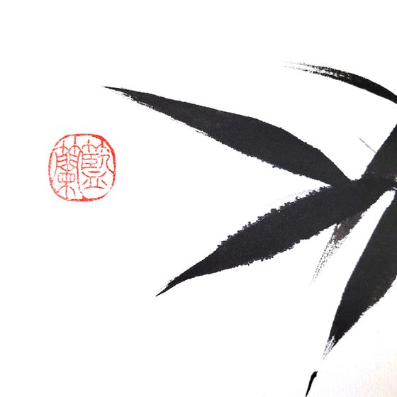 Two Bamboos with a Red Ladybug