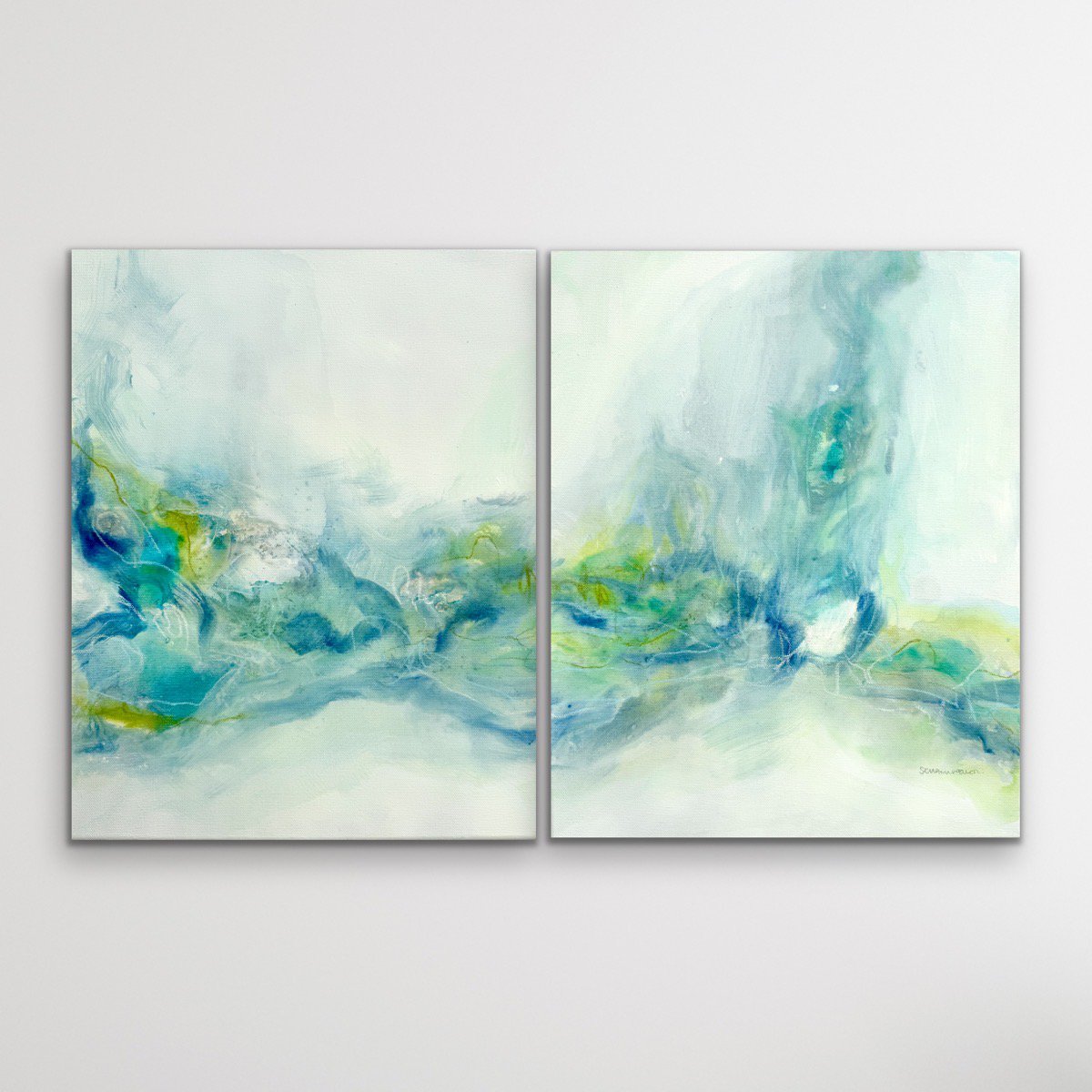Organic Landscape Acrylic Painting By Kirsten Schankweiler, 31 X 20", Ocean Memories Ii, Original Artwork