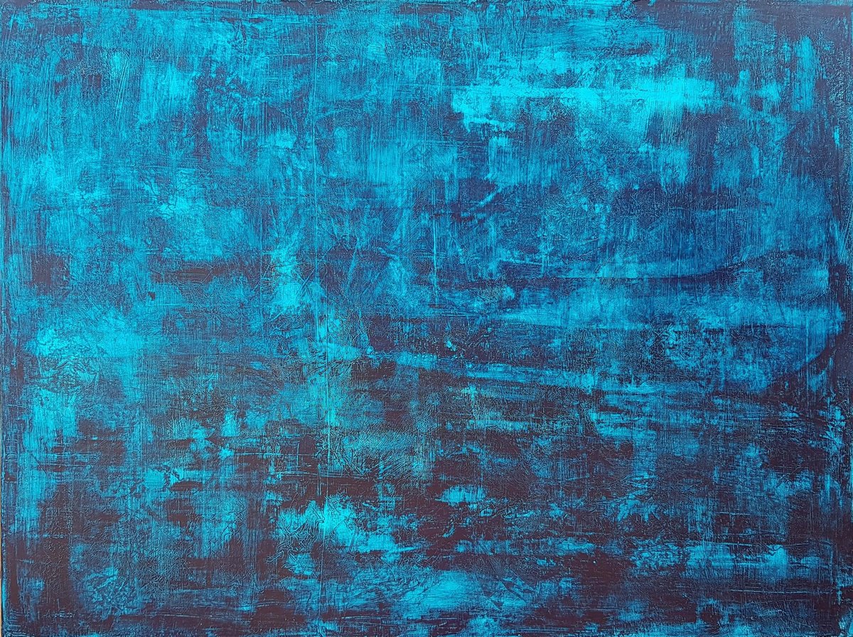 Abstract Acrylic Painting By Ivana Olbricht, 47 X 35, Blue Frost, Original Artwork