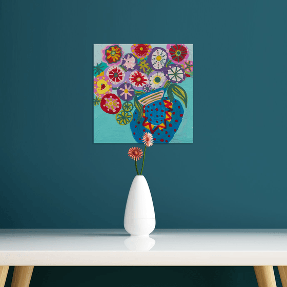 Blue Vase and Flowers