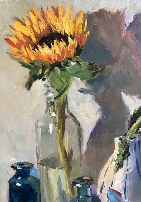 Sunflowers and colorful shadows