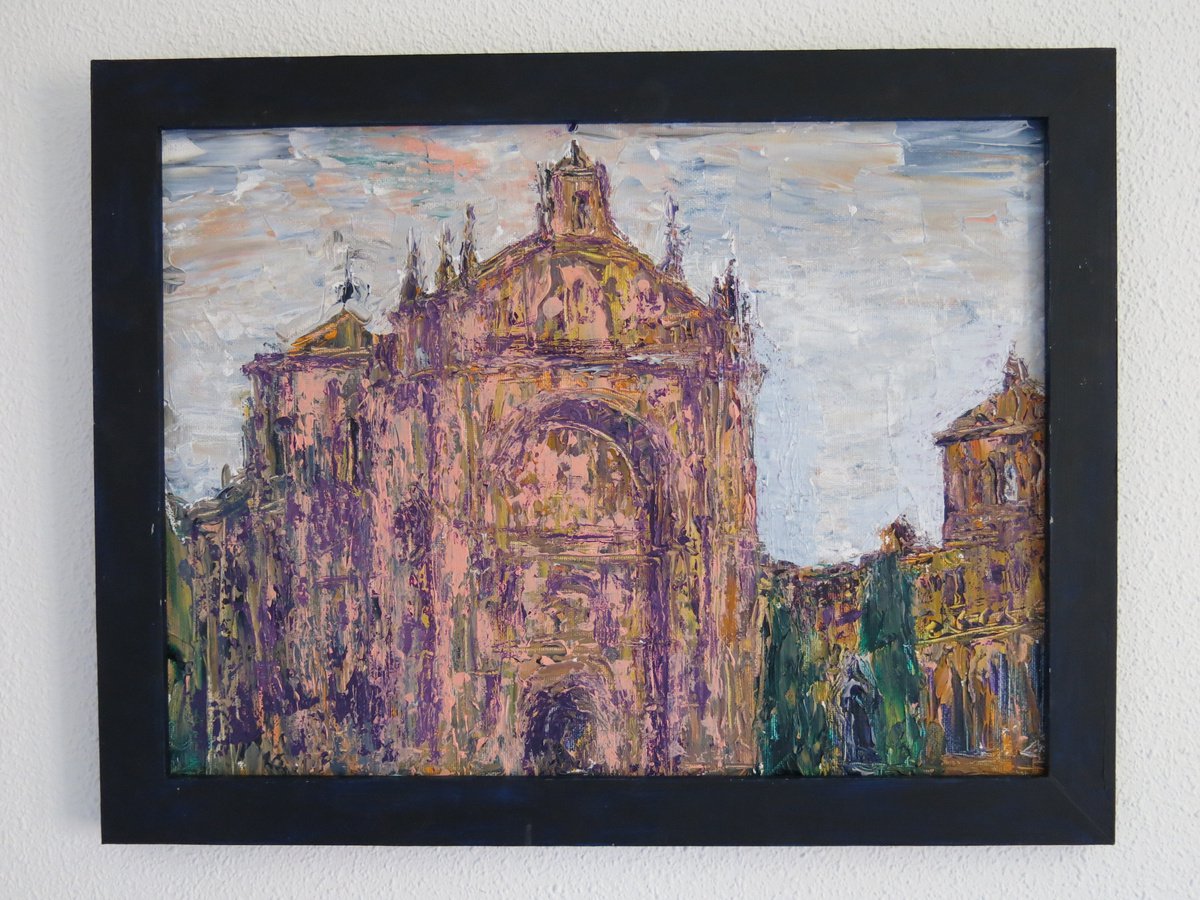 Impressionistic Cityscapes Acrylic Painting By Denys Kuvaiev, 18 X 14, Salamanca City, Spain, Original Artwork