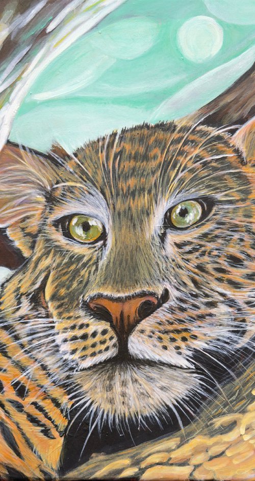 Mystical Leopard Portrait by Elena Bogatova