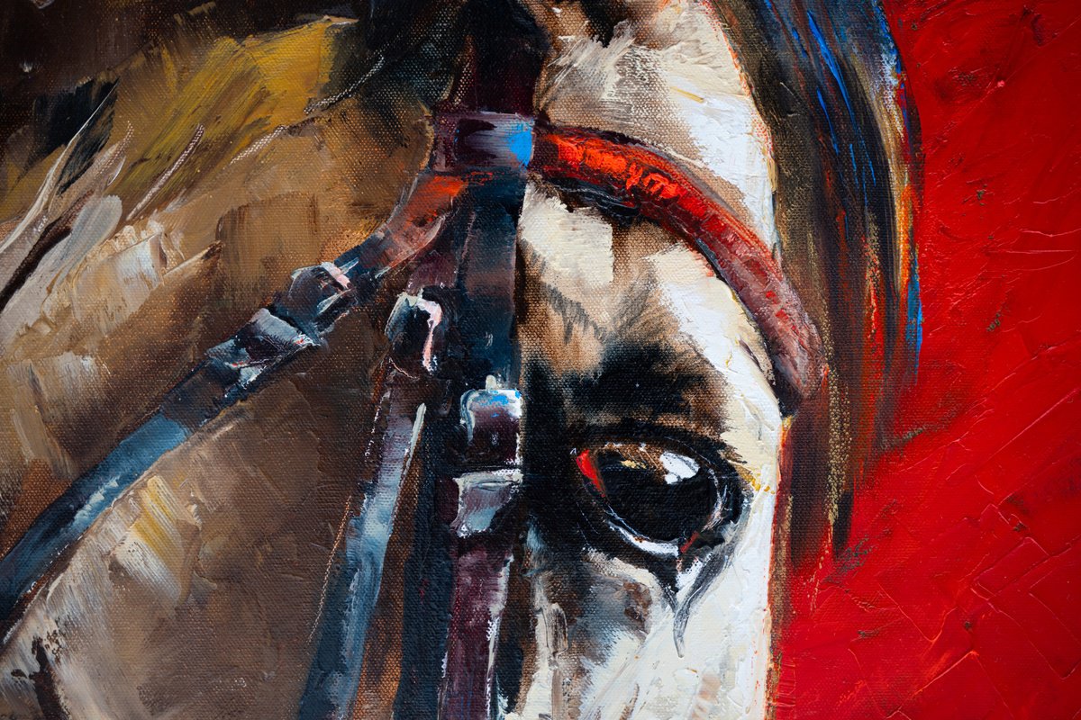 Impressionistic Animal Oil Painting By Anna Ravliuc, 39 X 39, Held In Fire, Original Artwork