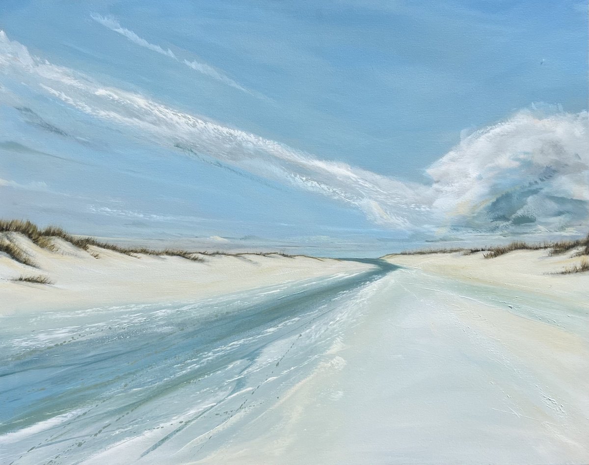 Expressive Landscape Oil Painting By Jane Skingley, 39 X 31, Out To Sea, Original Artwork