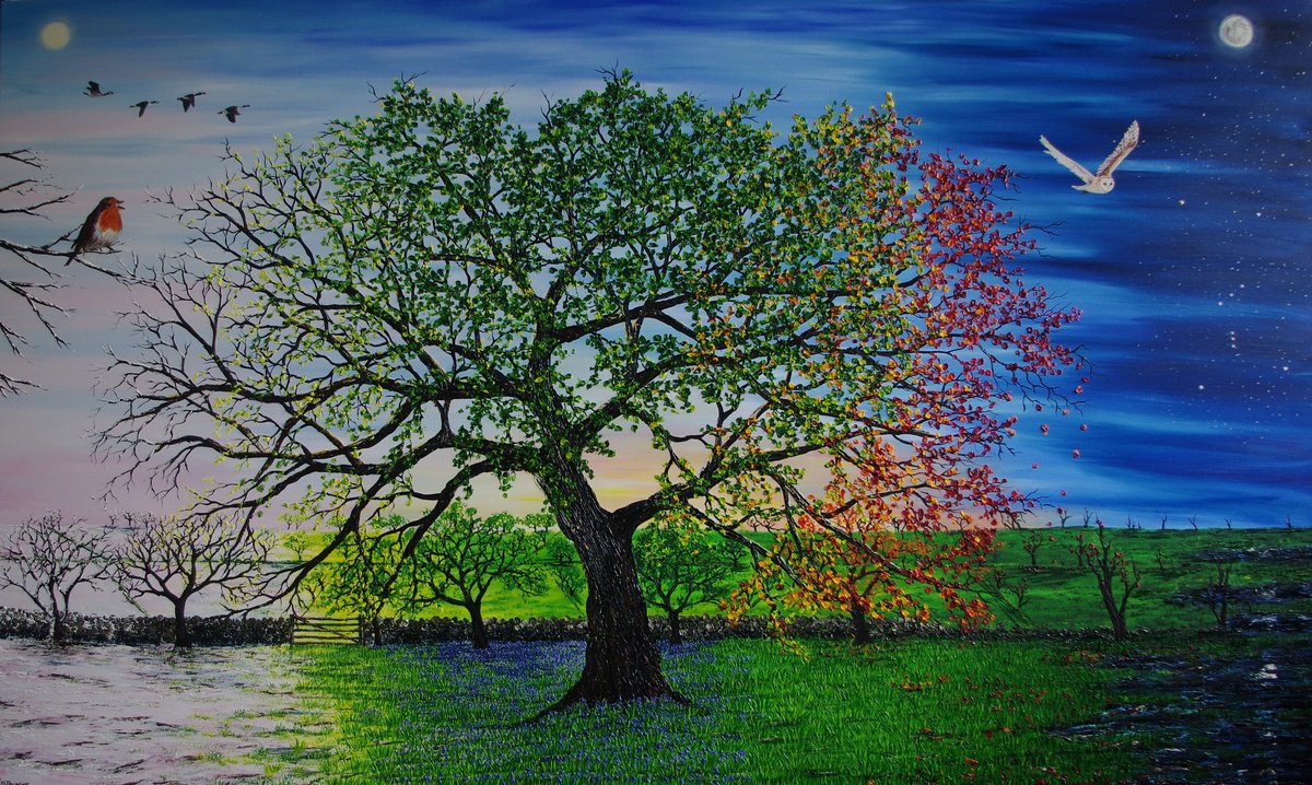 Impressionistic Landscape Oil Painting By Hazel Thomson, 60 X 36, Hope An Oak Of Our Age, Original Artwork