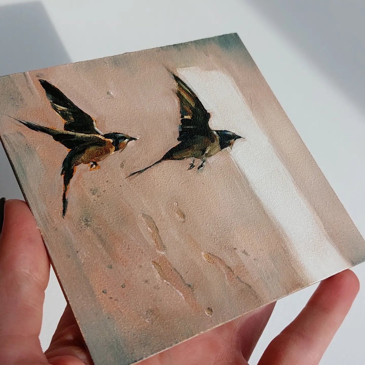 Swallow birds oil painting by Kateryna Somyk