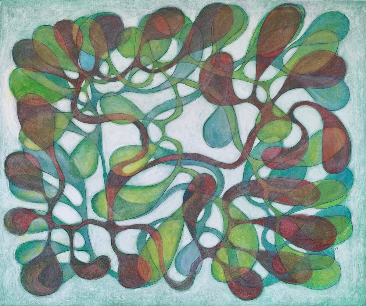 Abstract Acrylic Painting By Maarit Korhonen, 47 X 39", Rondo, Original Artwork