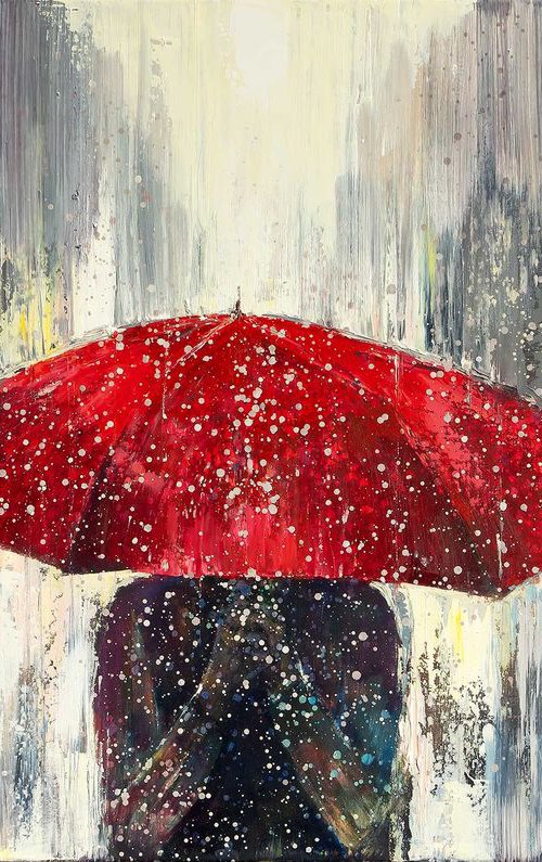 'Red Umbrella Rain' by Ewa Czarniecka