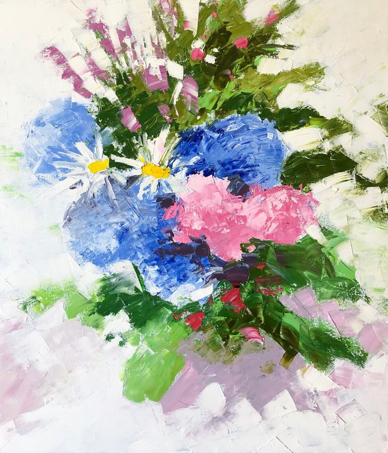 Impasto flowers painting