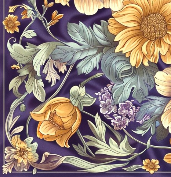 GOLDEN FLOWERS ON PURPLE SILK