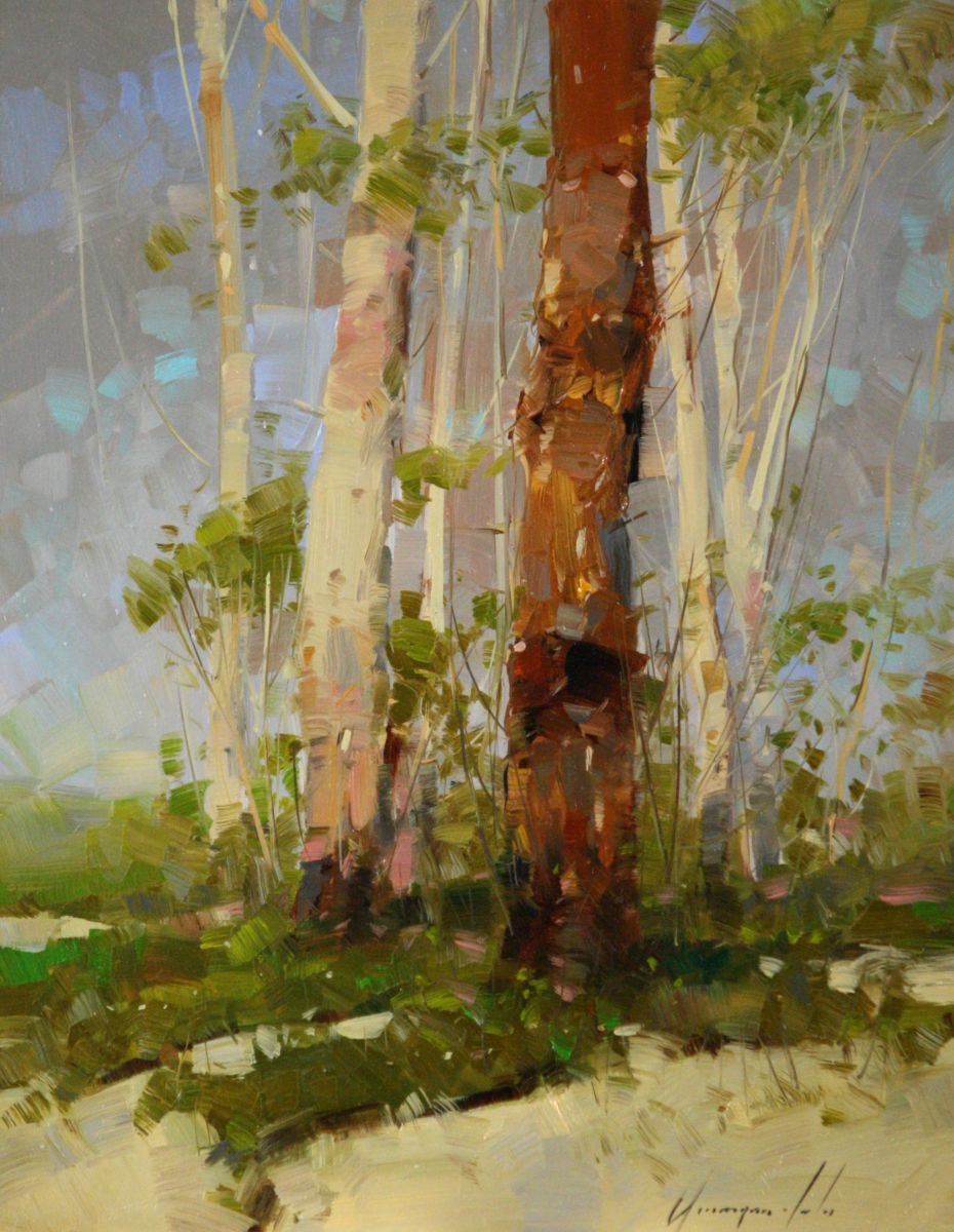 Birches Trees Oil painting Signed One of a Kind