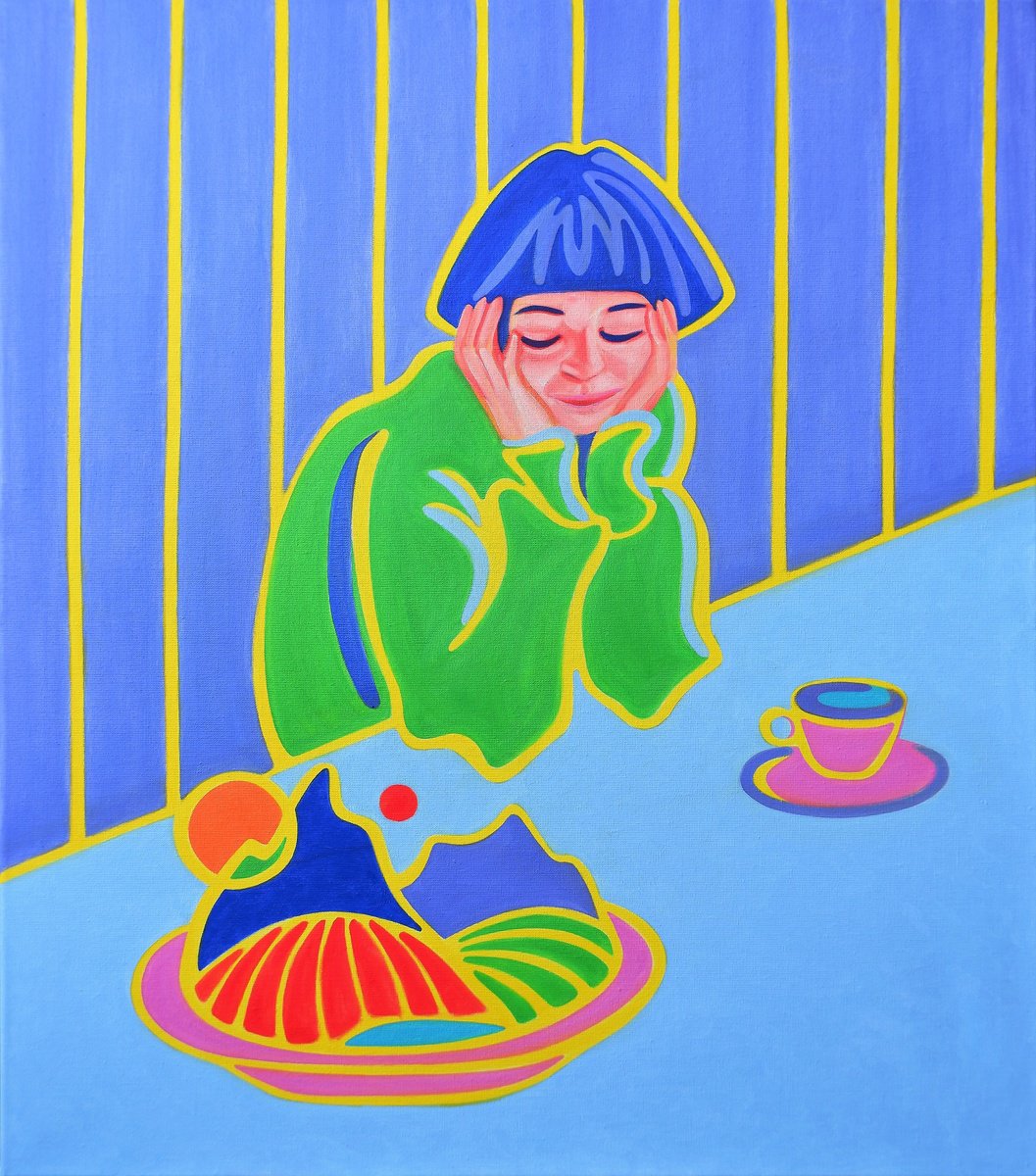 Surrealistic Landscape Oil Painting By Van Lanigh, 28 X 31", The World On A Plate, Original Artwork