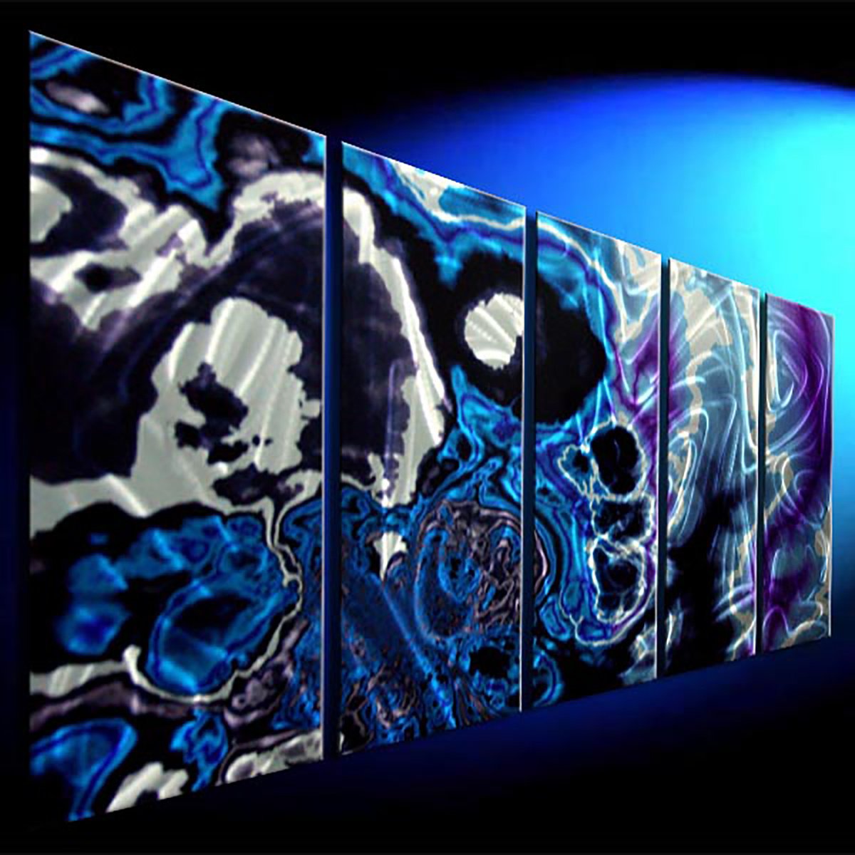 Abstract Painting By Dong Su, 64 X 25, Blue Atmosphere, Original Artwork