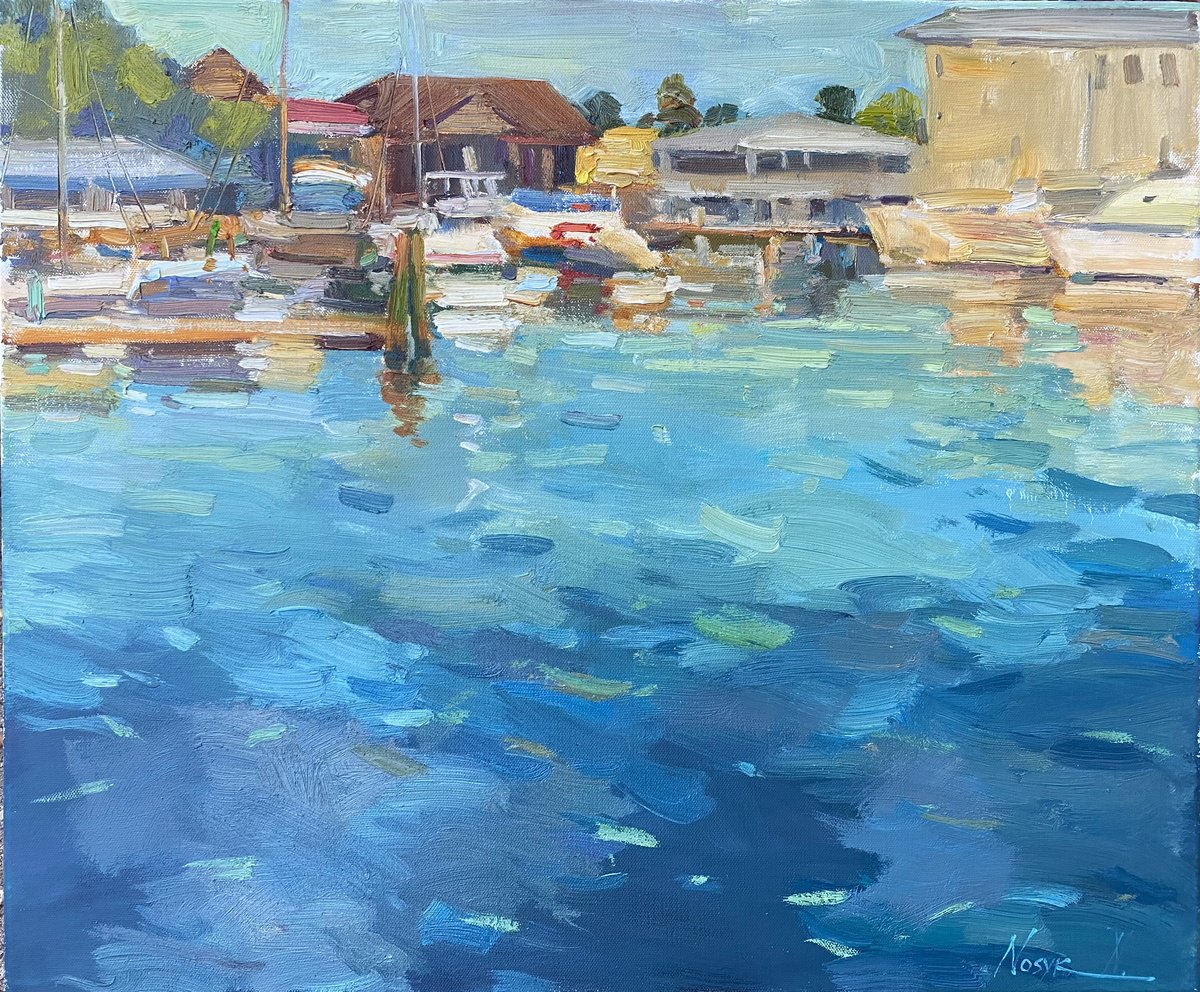 Impressionistic Landscape Oil Painting By Nataliia Nosyk, 24 X 20", Key West Old Marina, Original Artwork