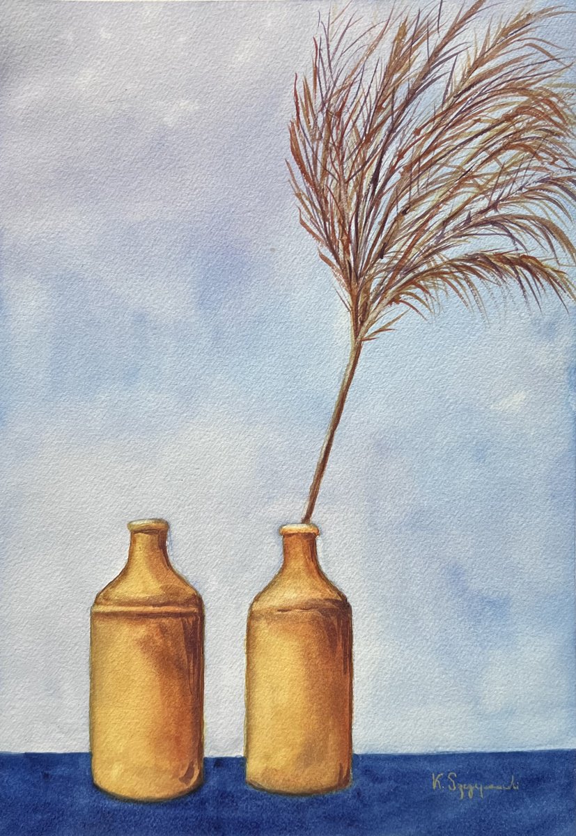 Impressionistic Watercolour , Still Life In Yellow And Blue By Krystyna Szczepanowski, 10 X 14, Artwork For Sale On Artfinder