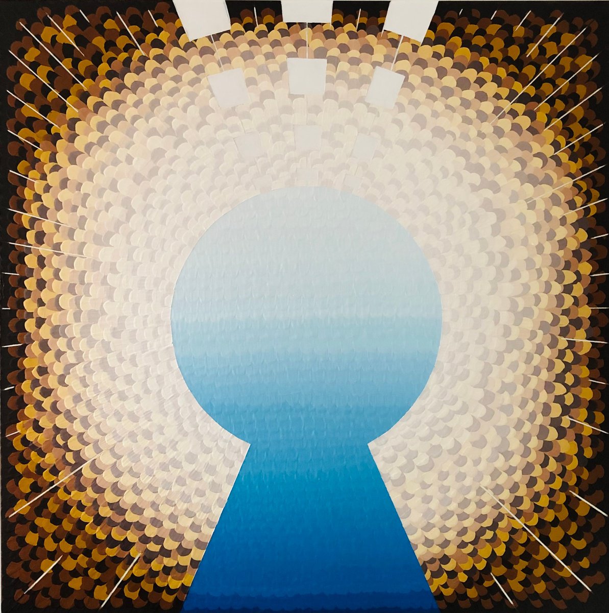 Geometric Abstract Acrylic Painting By Lucyanne Terni, 39 X 39", Blessings, Original Artwork