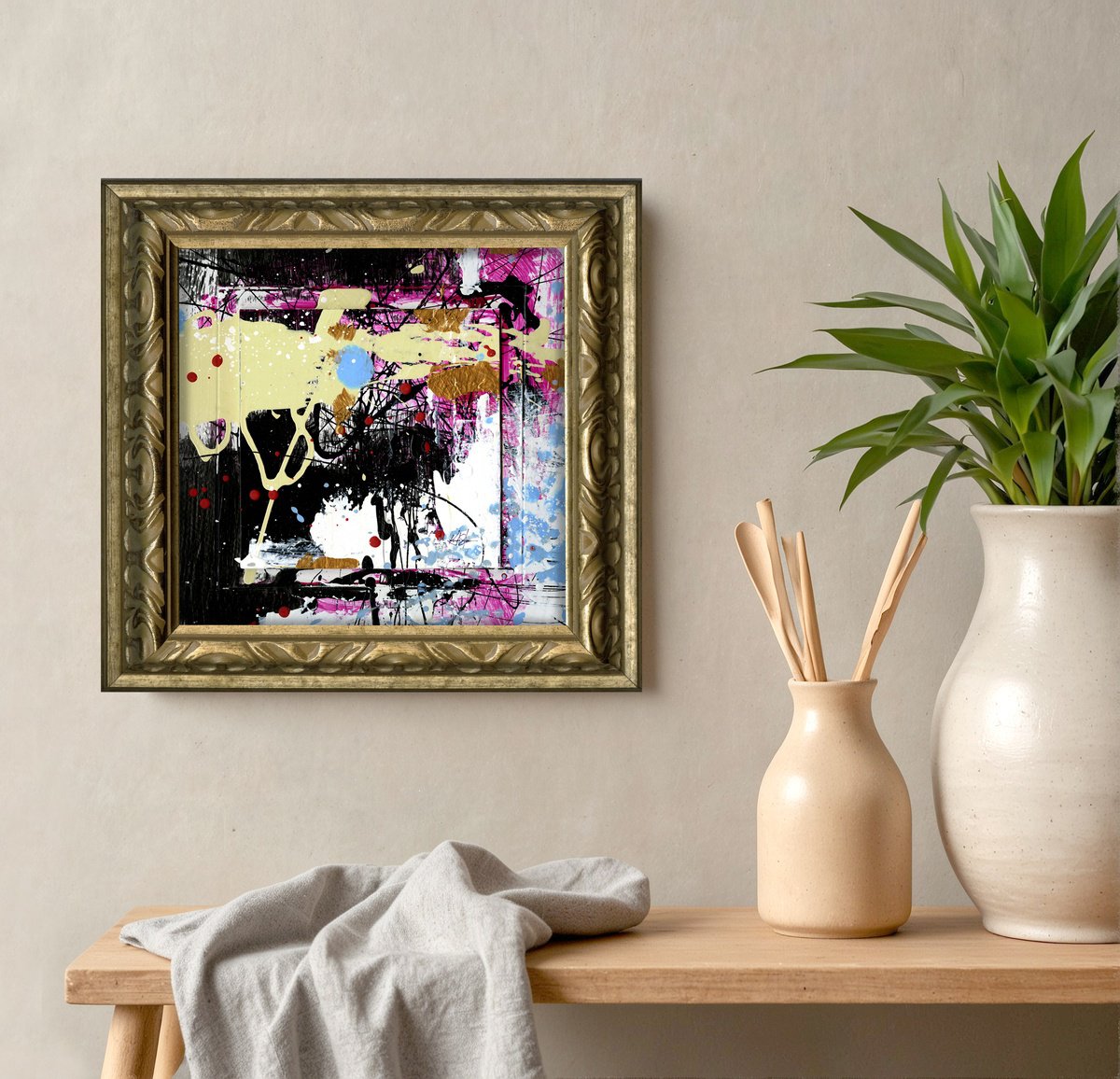 Abstract Painting By Kathy Morton Stanion, 12 X 12", Color Joy 26, Original Artwork