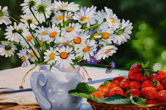 Strawberries and Flowers, A serene summer's day