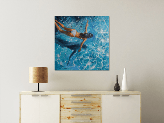 Girl swimming60(32x32 in)