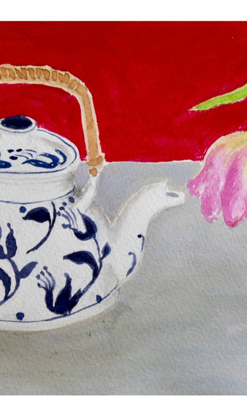 Teapot and Jug with Spring Flowers by Keith Alexander