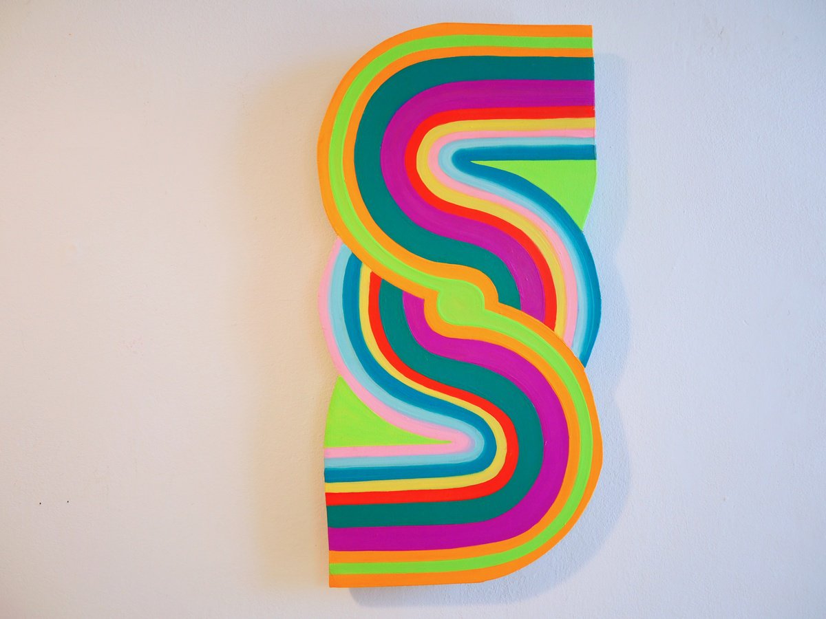 Geometric Abstract Sculpture By Jessica Moritz, 11 X 21, Same Same, Lettering Poetry, Original Artwork