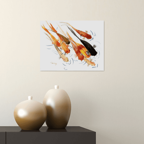 9 Koi fish, feng shui art