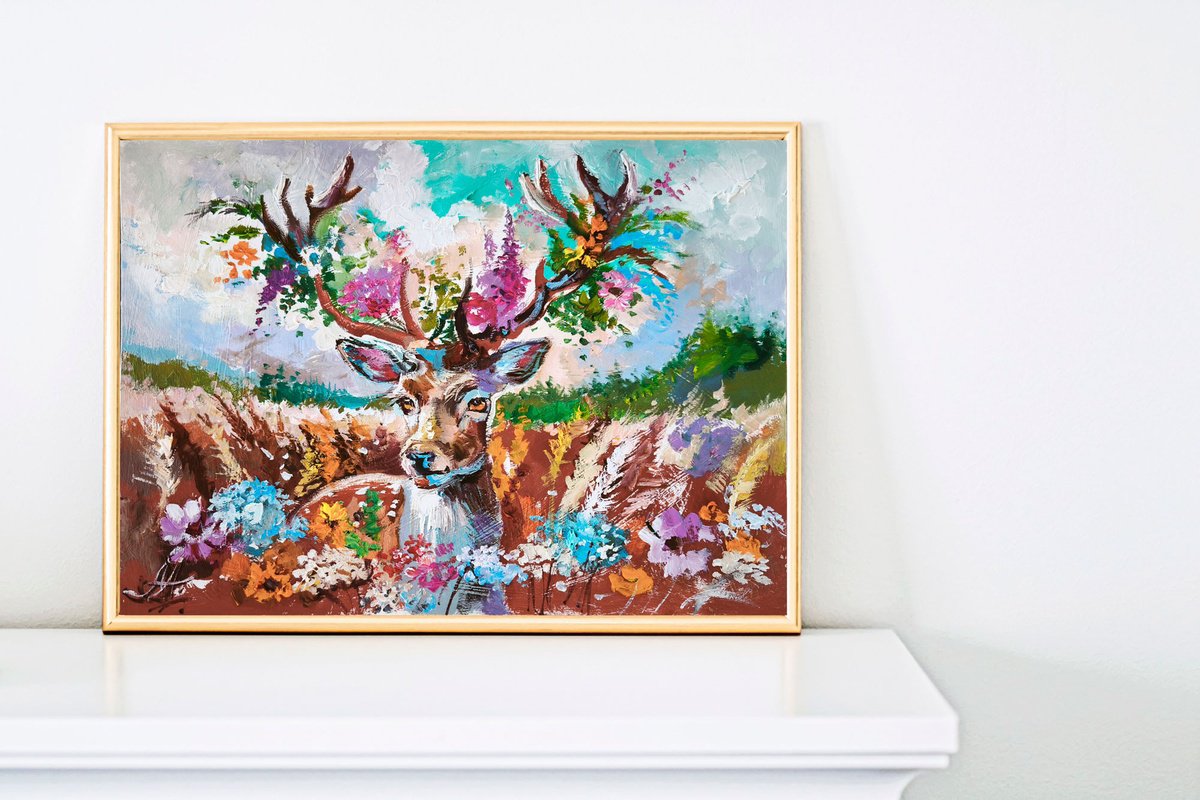 Impressionistic Animal Acrylic Painting By Annet Loginova, 14 X 10, Wild Elegance, Original Artwork