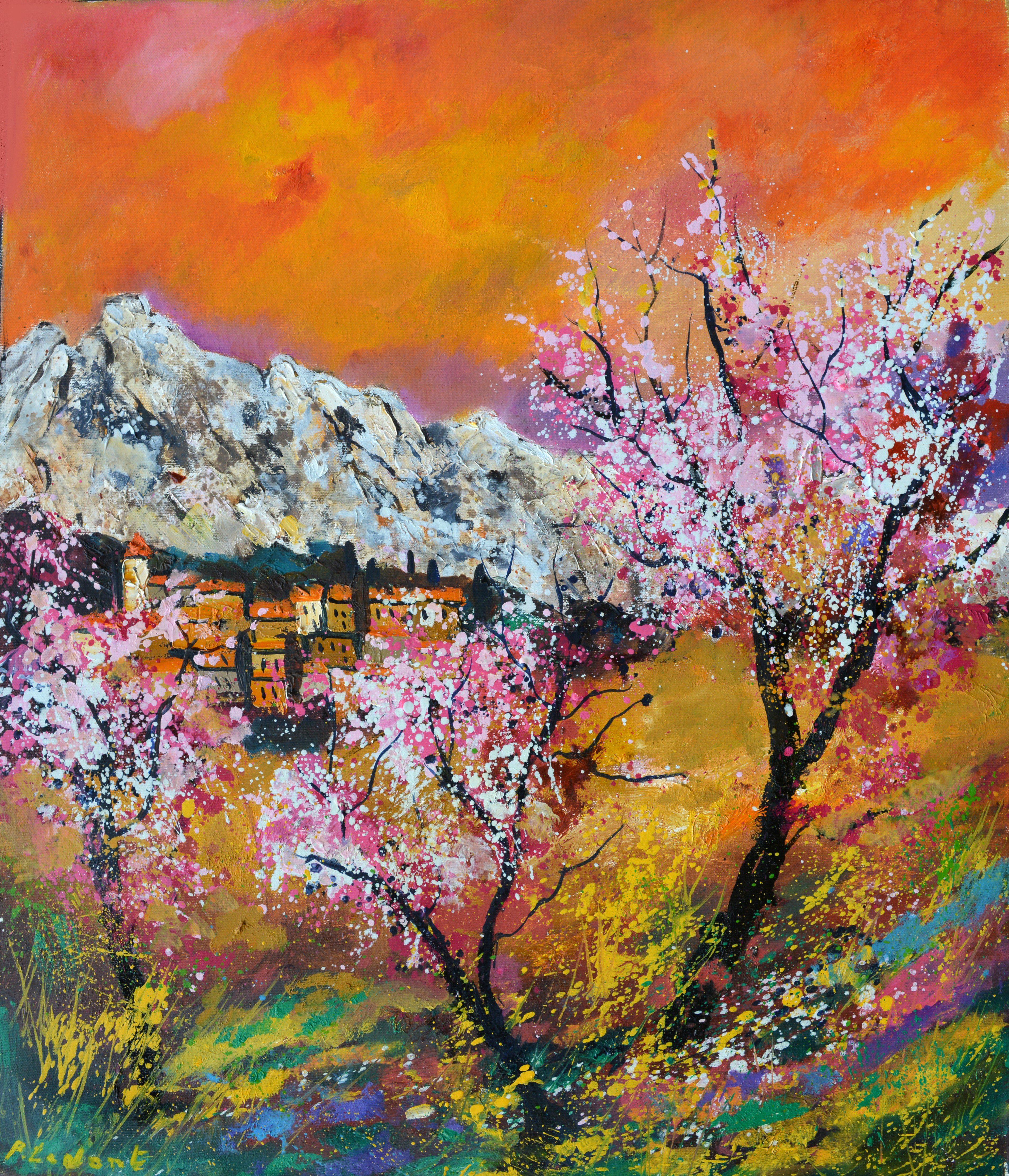 Blooming Cherry Trees Provence By Pol Henry Ledent, 24 X 28, Artwork For Sale On Artfinder