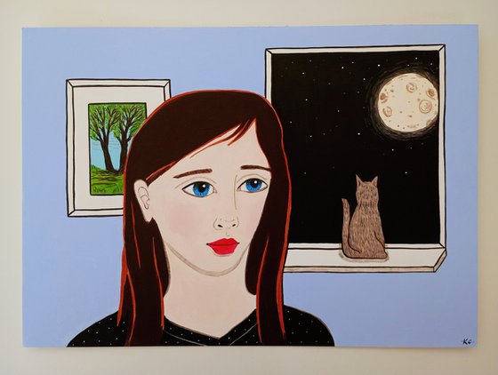 Moon Cat - 8.25 x 11.75 in