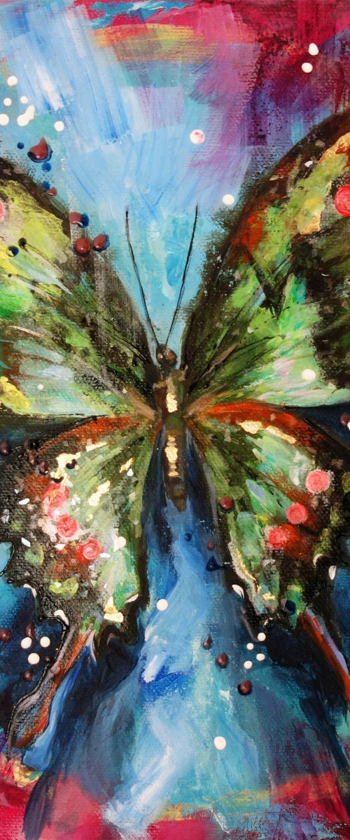 Butterfly, Original Painting on Canvas, Wall Art, Urban, Wall Hangings, Home Decor, Gift For Her, Gift for Him, Interior Design by Viktoriya Richardson