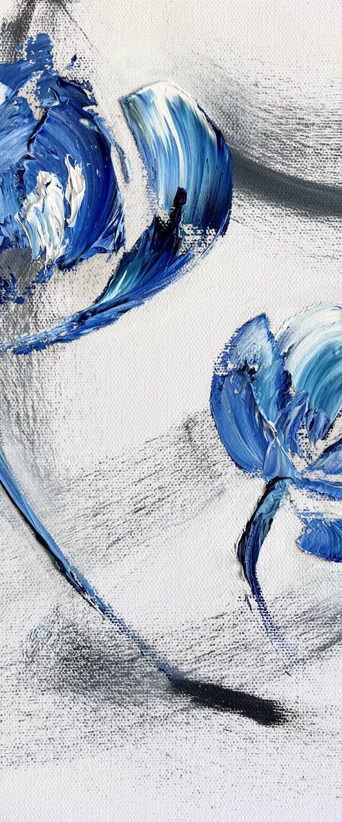 DISAPPEARING VIEW - Landscape monochrome. Small painting. Original landscape. by Marina Skromova