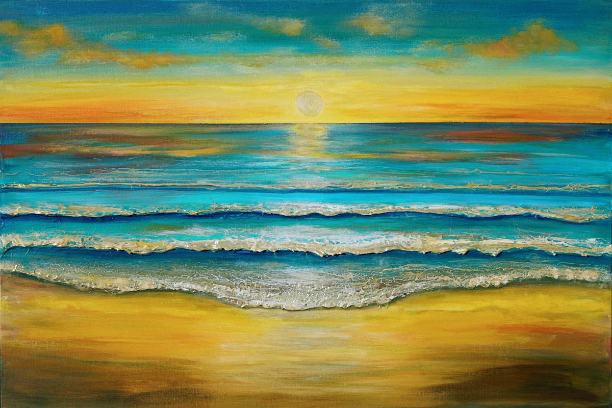 Impressionistic Landscape Oil Painting By Amanda Dagg, 30 X 20, Fresh Tide, Original Artwork