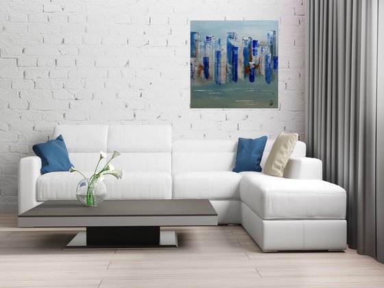 Blue City - Acrylic Painting - Abstract Art Painting Canvas Art Wall Art Ready to hang