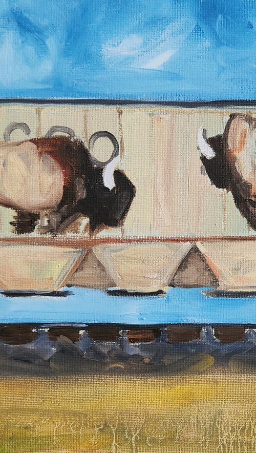 "Dakota Rail - Study I" - Railroad - Bison by Katrina Case