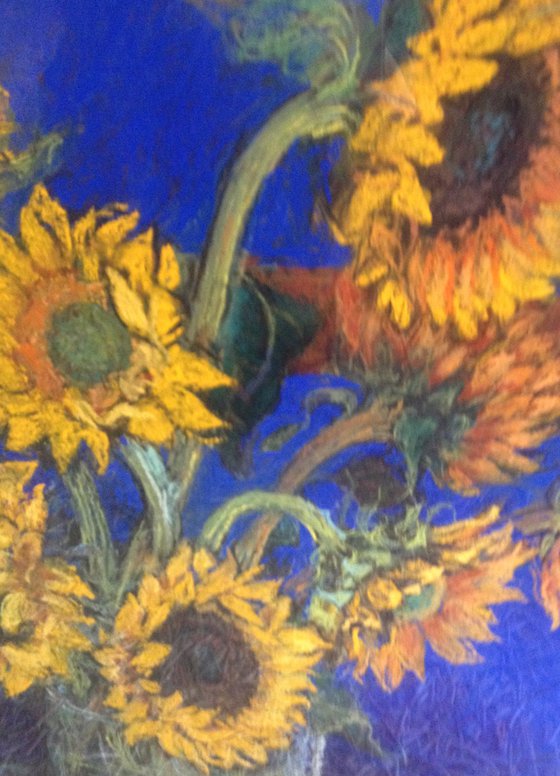 Sunflowers with Cobalt Blue