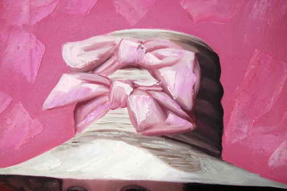 Audrey Hepburn Portrait “ Audrey Hepburn is cute in a pink hat”