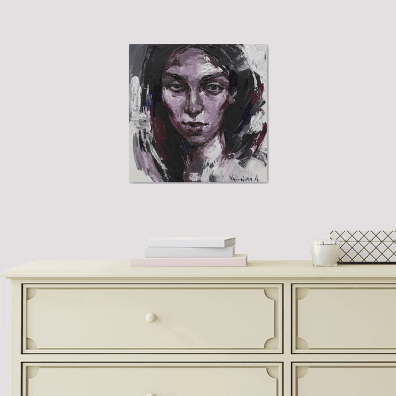 Abstract girl portrait Original acrylic painting
