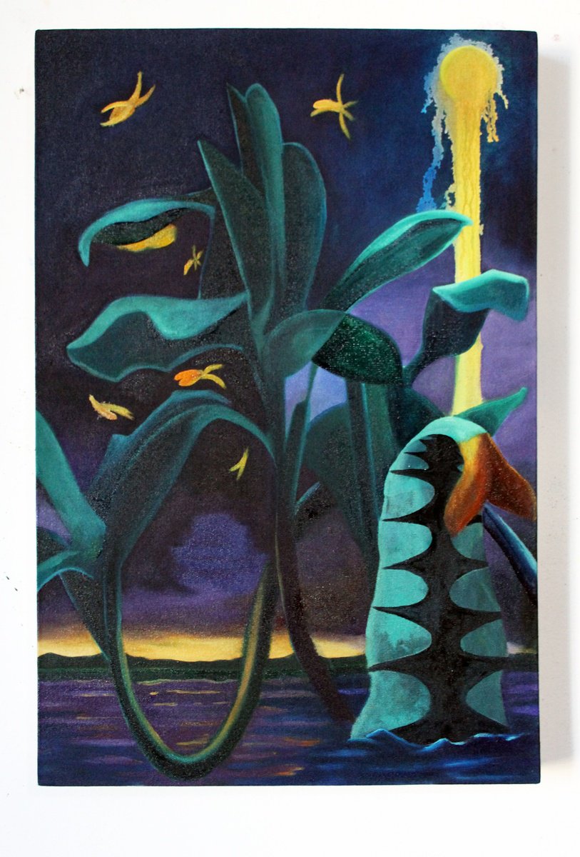 Surrealistic Landscape Oil Painting By Ben Stephenson, 17 X 28, Sirenita, Original Artwork