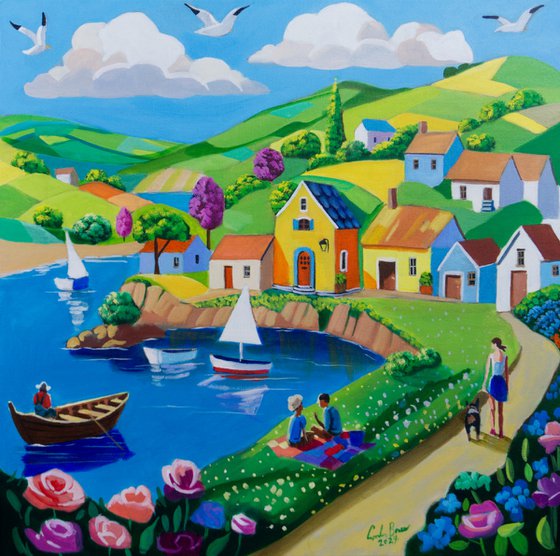 Whimsical Harbour Scene